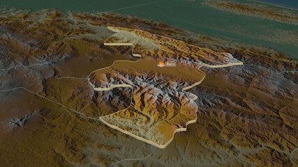 Jiwaka, Papua New Guinea - extruded with capital. Relief