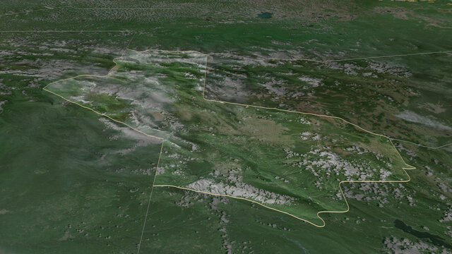 Hela, Papua New Guinea - outlined. Satellite
