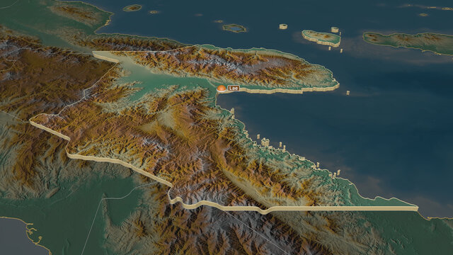 Morobe, Papua New Guinea - extruded with capital. Relief