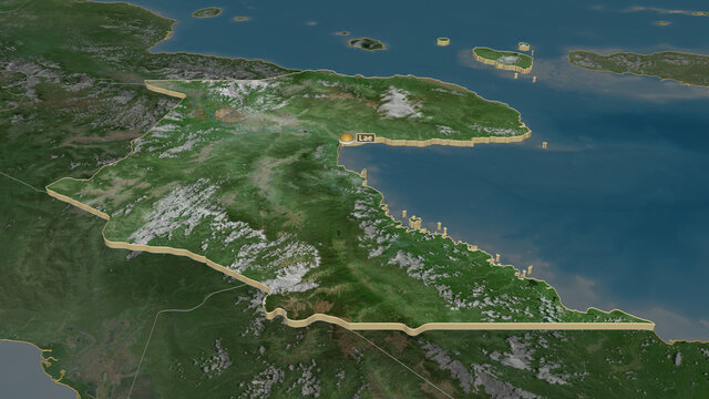Morobe, Papua New Guinea - extruded with capital. Satellite