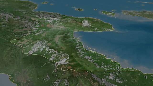 Morobe, Papua New Guinea - outlined. Satellite