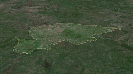 Guairá, Paraguay - outlined. Satellite