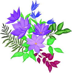 bouquet of purple flowers with different herbs