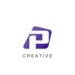Abstract Techno Negative Space Initial Letter P Logo icon