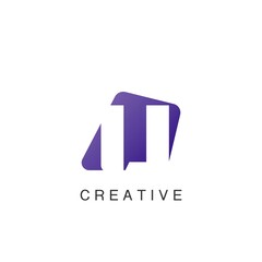 Abstract Techno Negative Space Initial Letter U Logo icon