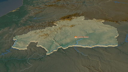 Castelo Branco, Portugal - extruded with capital. Relief