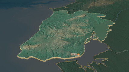 Lisboa, Portugal - extruded with capital. Relief