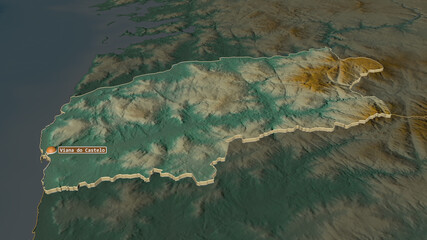 Viana do Castelo, Portugal - extruded with capital. Relief