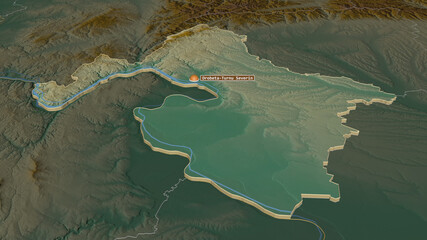 Mehedinți, Romania - extruded with capital. Relief