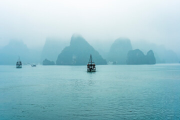 boat in the fog