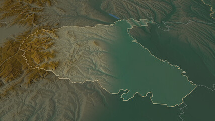 Vrancea, Romania - outlined. Relief