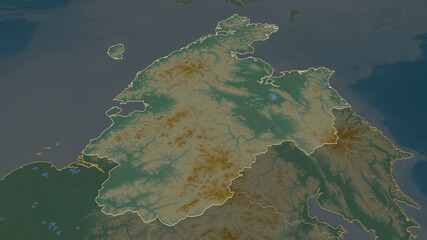 Chukot, Russia - outlined. Relief