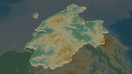 Chukot, Russia - extruded with capital. Relief