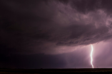 Lightnings in Summer Storm with Dramatic Clouds