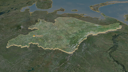 Fototapeta premium Komi, Russia - extruded with capital. Satellite