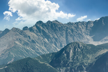 mountain landscape of poland. beautiful view in to the distant tatra ridge. popular travel...
