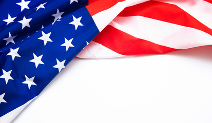 American flag on white background for Memorial Day, 4th of July, Labour Day
