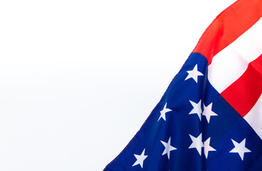 American flag on white background for Memorial Day, 4th of July, Labour Day