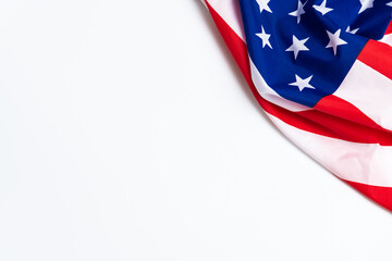 American flag on white background for Memorial Day, 4th of July, Labour Day