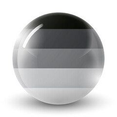 Glass light ball with flag of Heterosexual. Round sphere, template icon. Glossy realistic ball, 3D abstract vector illustration. Love wins.  Logo symbol sticker in rainbow colors. Pride collection.