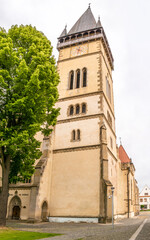 Fototapeta premium View at the Bell tower of Basilica of St.Aegidius in Bardejov, Slovakia