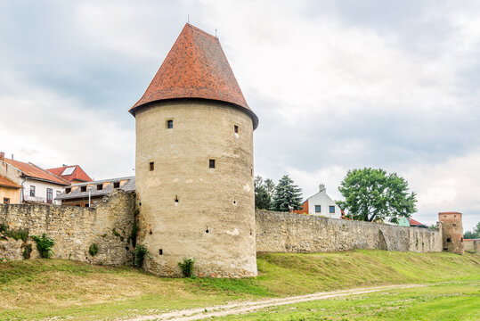 View at the Bastion with fortificaton wall in the streets of Bardejov - Slovakia