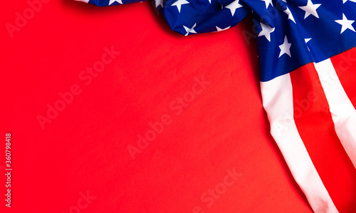 American flag on red background for Memorial Day, 4th of July, Labour Day