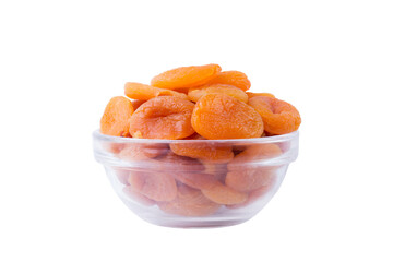 Dried orange apricot fruit close up isolated on a white background. Front view