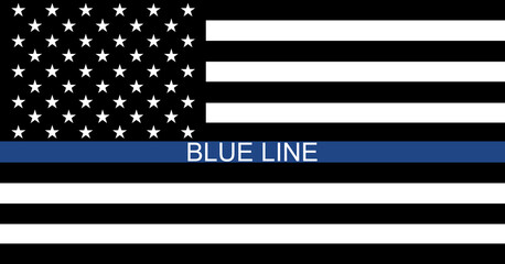 Black lives matter USA support flag,  blue line text  symbol. Vector illustration sign, stop racism