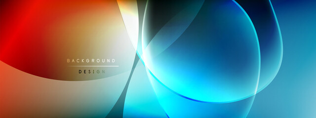 Vector abstract background - liquid bubble shapes on fluid gradient with shadows and light effects. Shiny design template for text