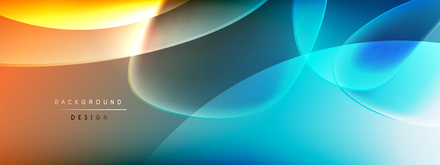 Vector abstract background - liquid bubble shapes on fluid gradient with shadows and light effects. Shiny design template for text