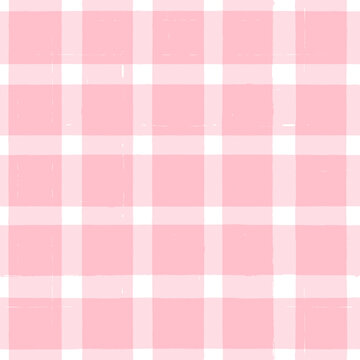 seamless tartan girly pattern, plaid print, checkered pink paint brush strokes. Gingham. Rhombus and squares texture for textile: shirts, tablecloths, clothes,