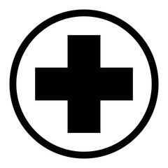 Hospital cross symbol, Medical health icon isolated on white background. Emergency design
