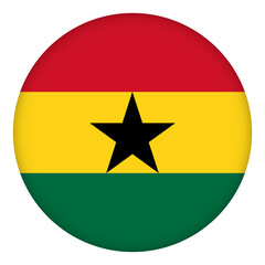 Flag of Ghana round icon, badge or button. Ghanaian national symbol. Template design, vector illustration.
