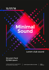 Minimal Music poster design. Sound flyer with an abstract geometric shape. 