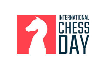 International Chess Day. July 20. Holiday concept. Template for background, banner, card, poster with text inscription. Vector EPS10 illustration.