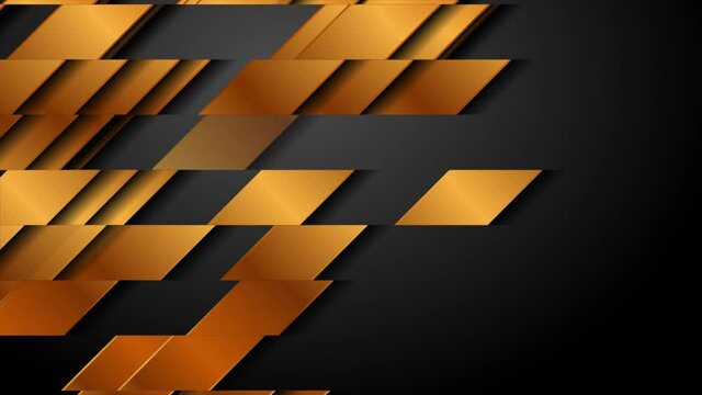 Black and bronze tech geometric abstract motion background. Seamless looping. Video animation Ultra HD 4K 3840x2160