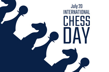International Chess Day. July 20. Holiday concept. Template for background, banner, card, poster with text inscription. Vector EPS10 illustration.
