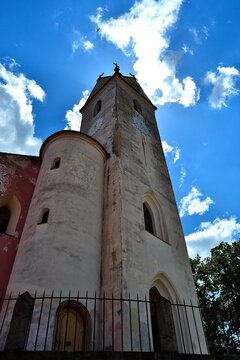 view of the bell tower of the Church of the Assumption of the Virgin Mary, Bitov, South Moravia