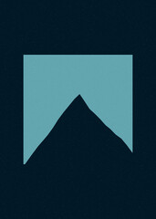 Aqua color Mountains rocks silhouette art logo design illustration