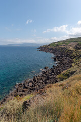 Fototapeta na wymiar panorama della costa sarda con sentiero