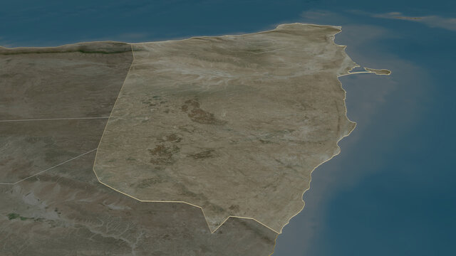 Bari, Somalia - outlined. Satellite