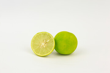 lime and lemon isolated on white background