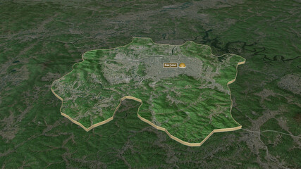 Fototapeta premium Daejeon, South Korea - extruded with capital. Satellite