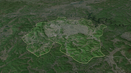 Fototapeta premium Daejeon, South Korea - outlined. Satellite