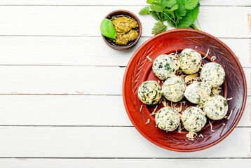 Nettle curd dumplings