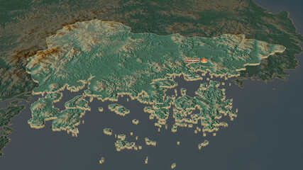 Gyeongsangnam-do, South Korea - extruded with capital. Relief