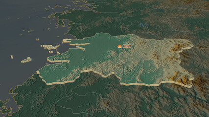 Jeollabuk-do, South Korea - extruded with capital. Relief