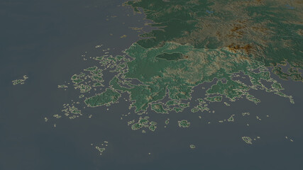 Jeollanam-do, South Korea - outlined. Relief