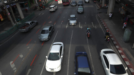 Thailand - 6/27/2020 :Pictures of traffic in Bangkok, Anusaree Chai, Thailand.